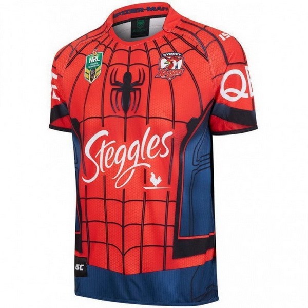 Maillot Rugby Sydney Roosters Spider Man 2017 2018 Rouge